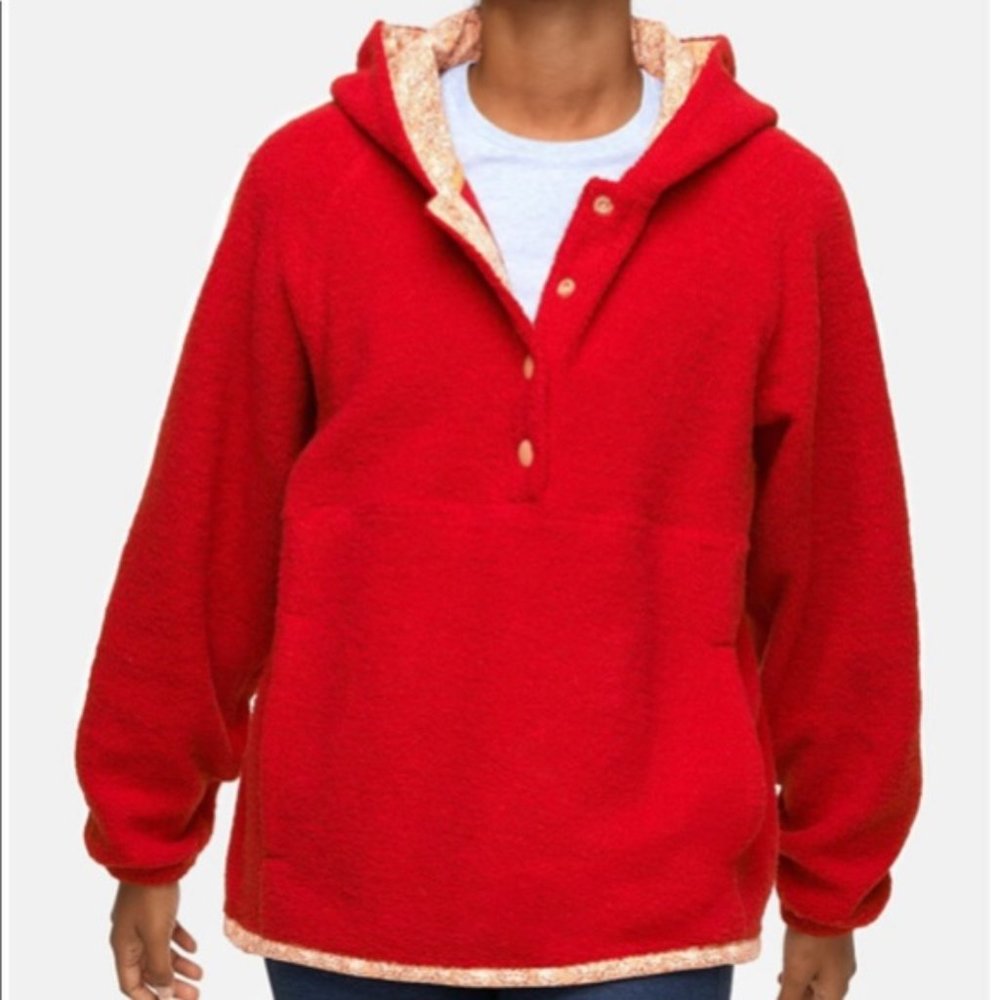 Outdoor Voices Red Fleece Pullover Hoodie